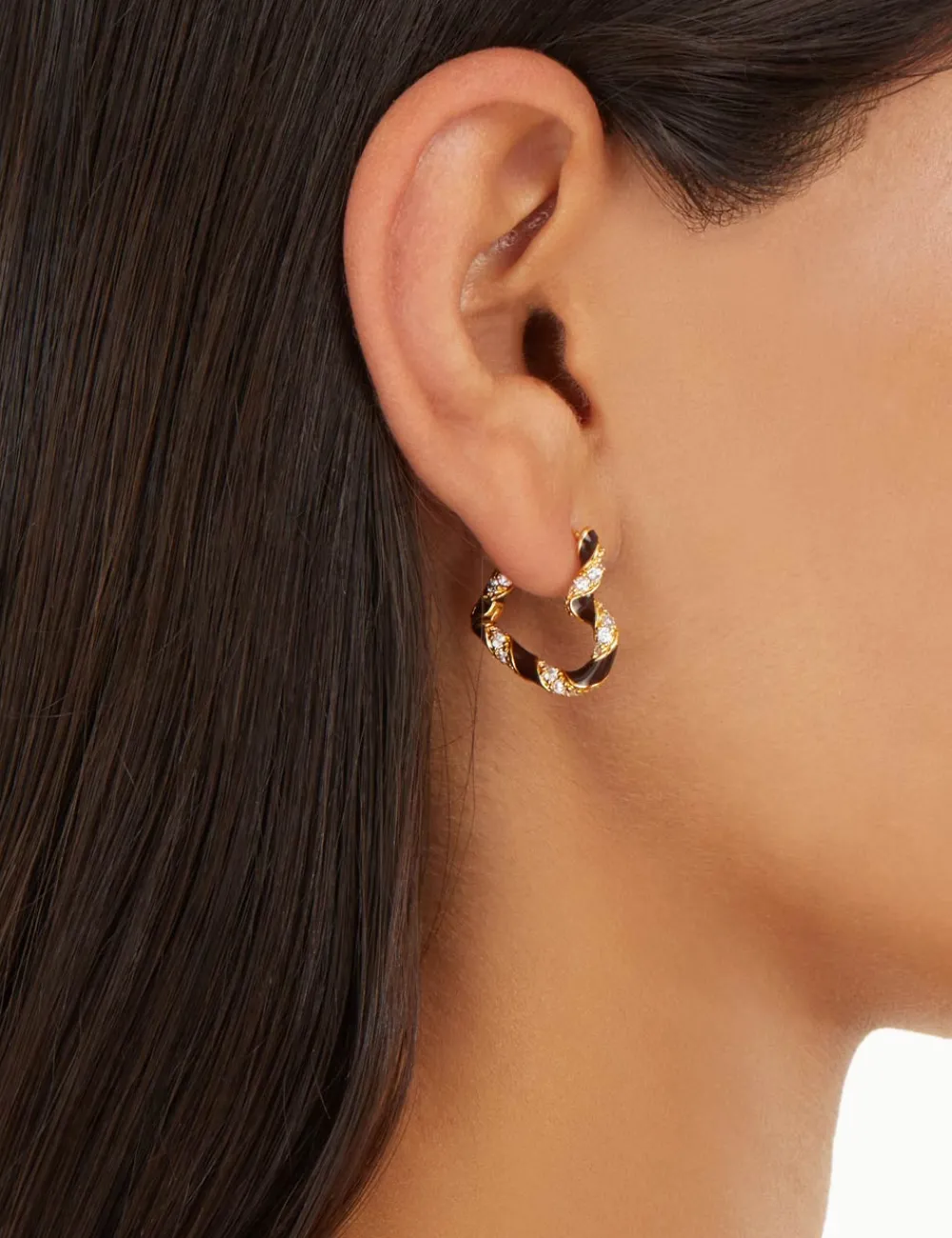 ZIMMERMANN Candy Stripe Pave Heart Hoops-Women Accessories