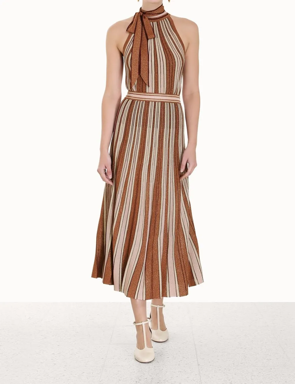 ZIMMERMANN Luminosity Lurex Stripe Skirt-Women Knitwear