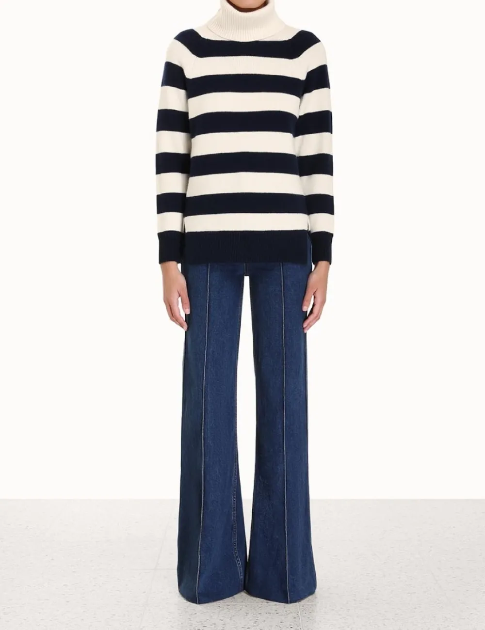 ZIMMERMANN Striped Roll Neck Sweater-Women Tops