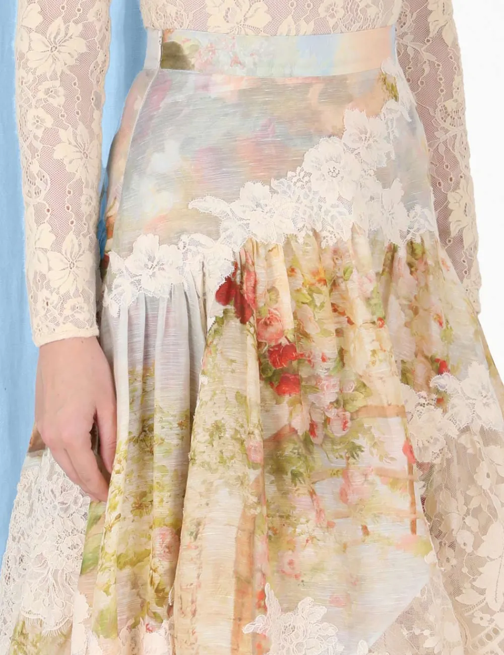 ZIMMERMANN Luminosity Lace Spliced Skirt-Women Skirts