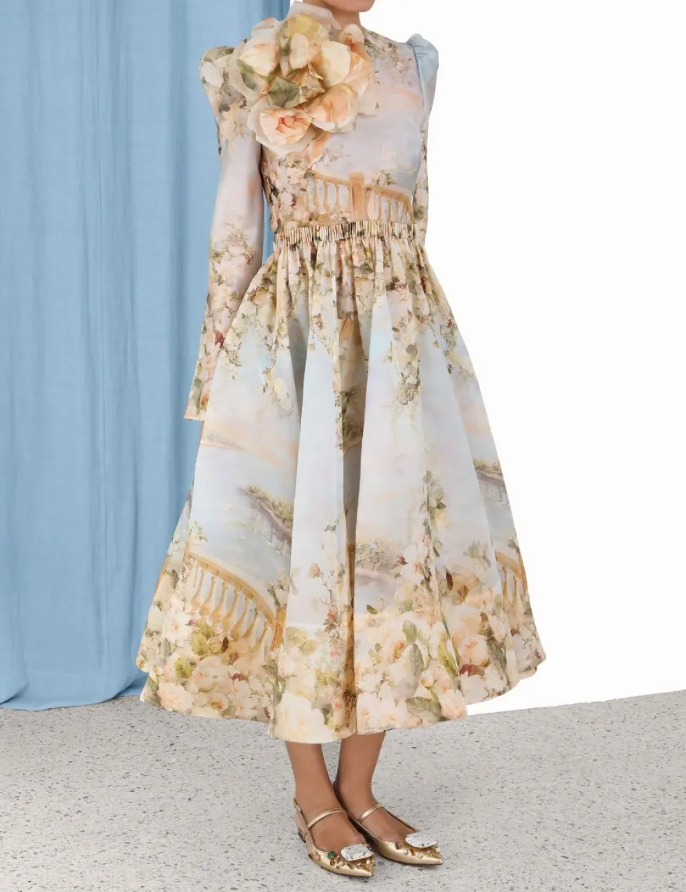 ZIMMERMANN Lyrical Ruched Midi Dress-Women Dresses