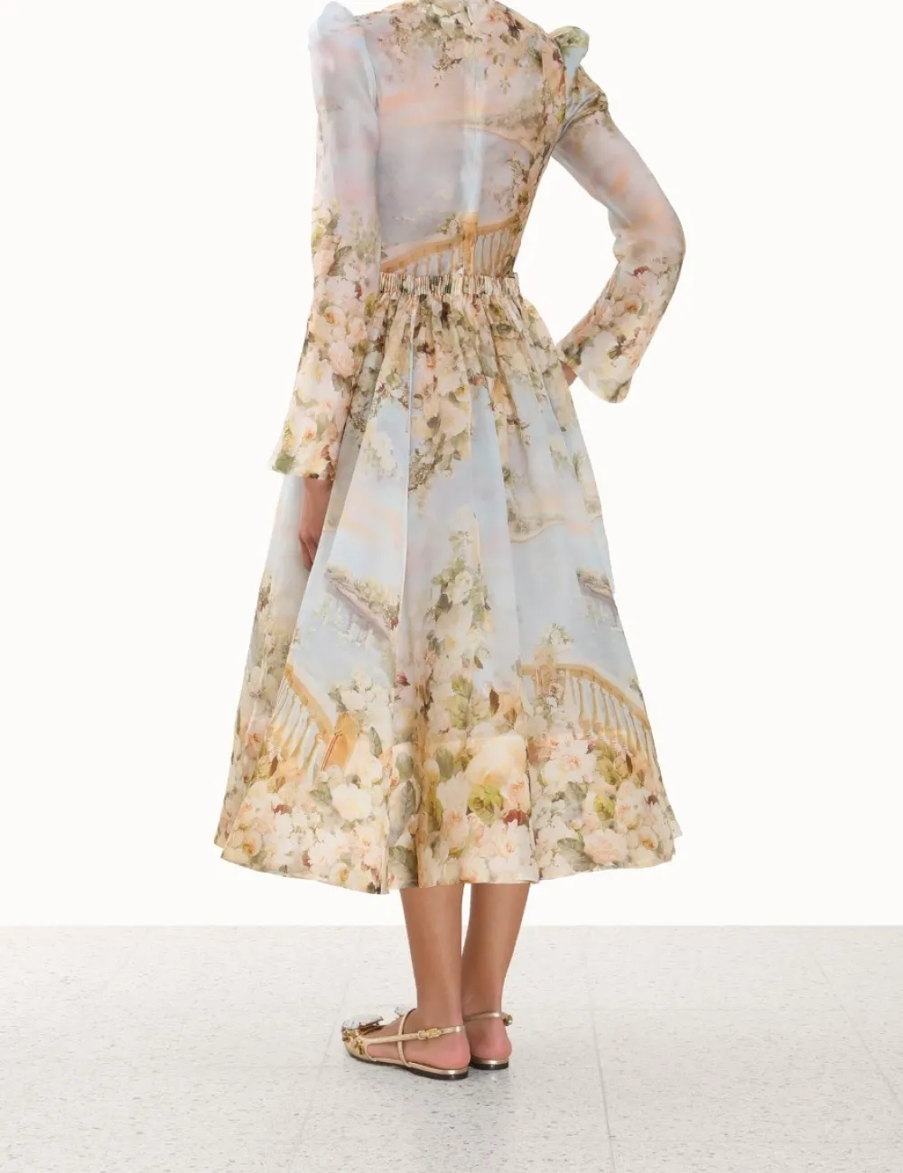 ZIMMERMANN Lyrical Ruched Midi Dress-Women Dresses