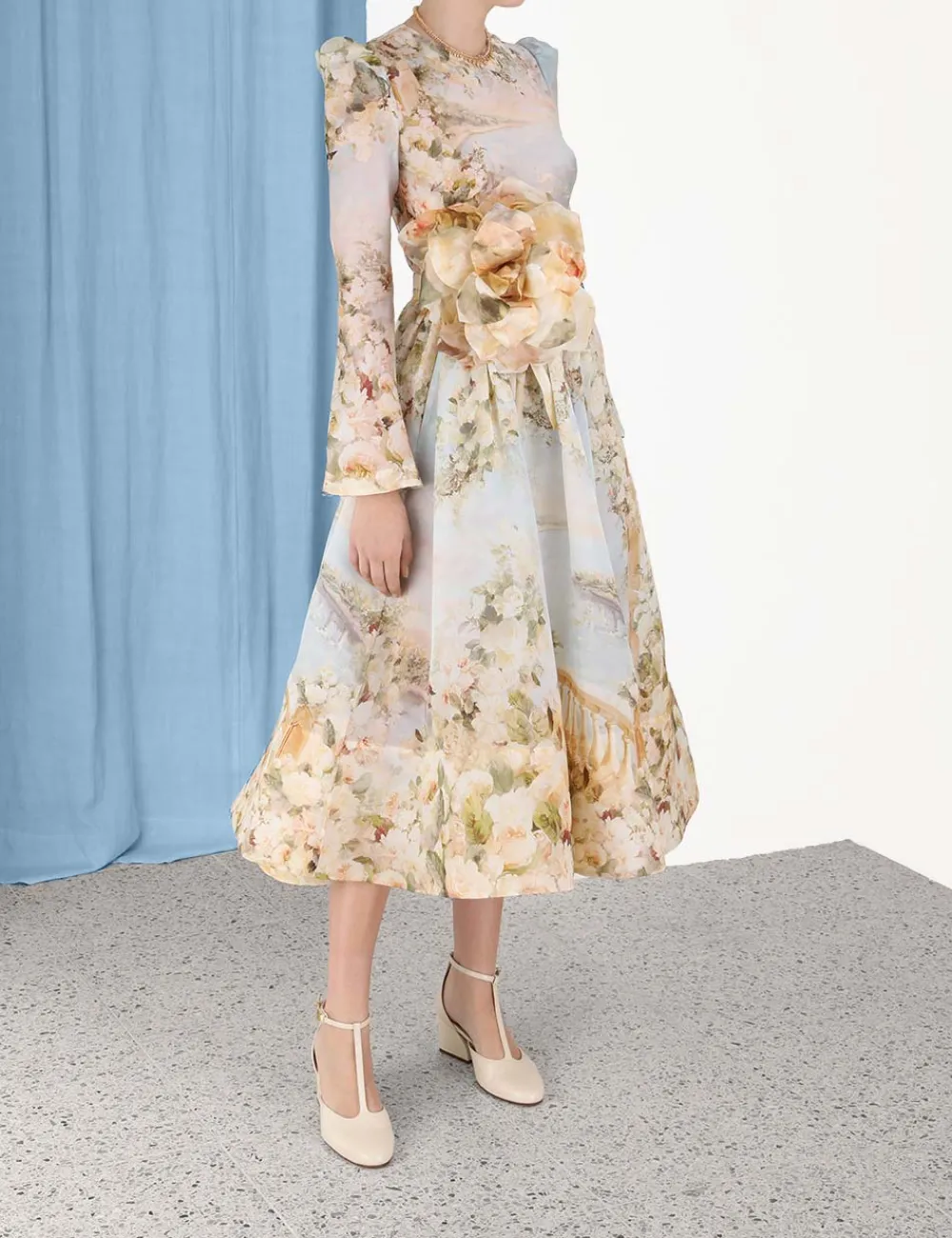 ZIMMERMANN Lyrical Ruched Midi Dress-Women Dresses