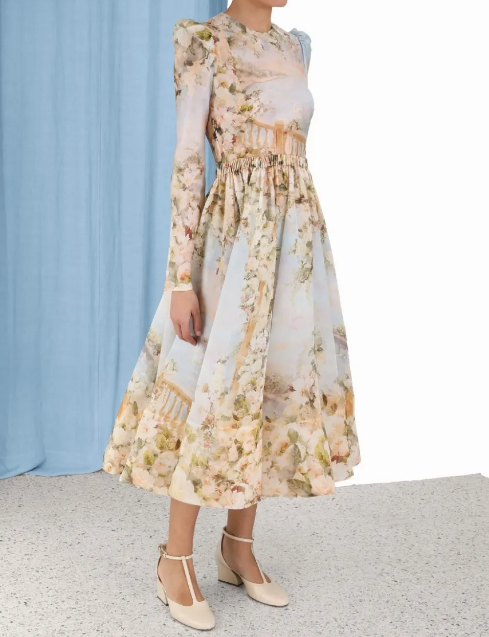 ZIMMERMANN Lyrical Ruched Midi Dress-Women Dresses