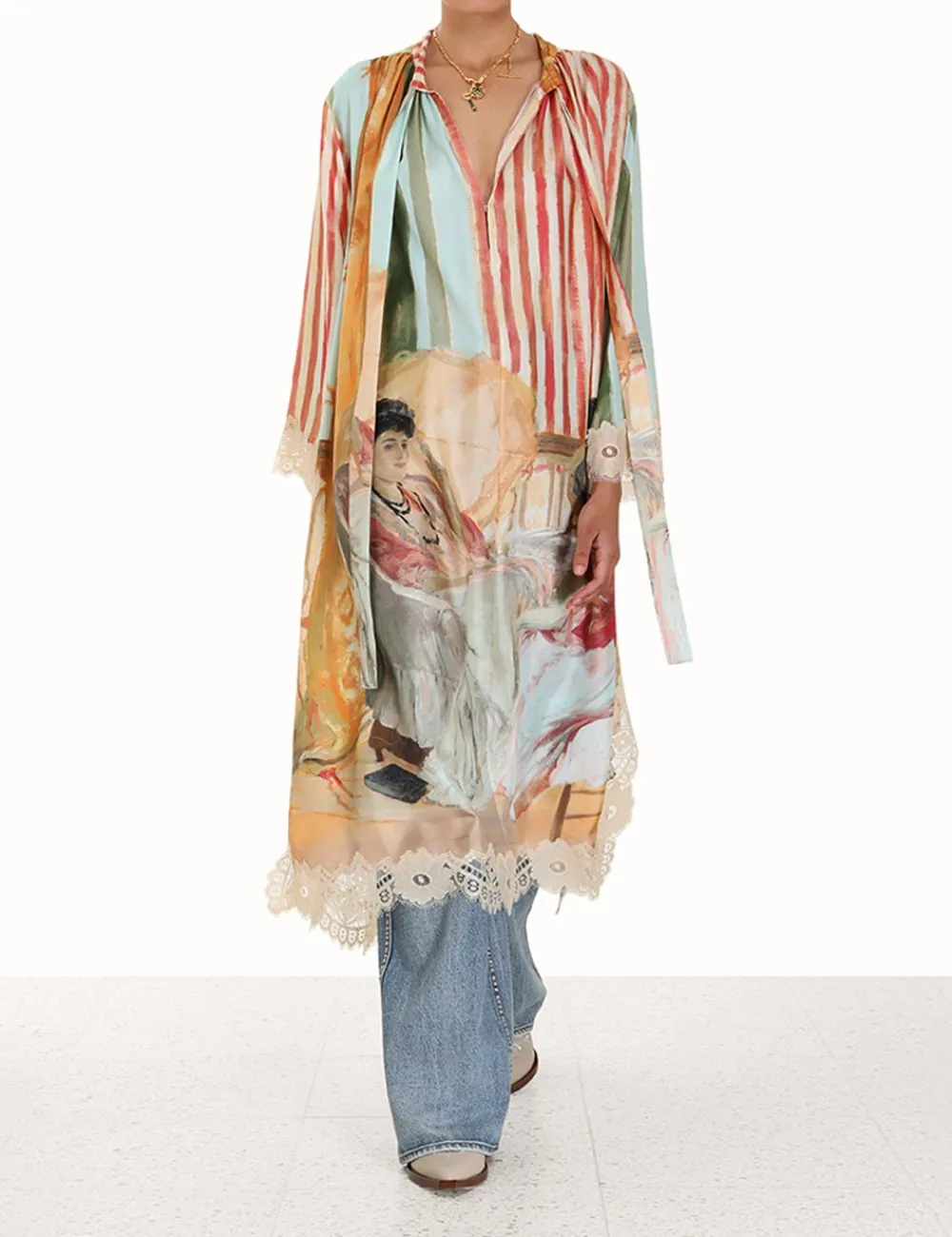 ZIMMERMANN Luminosity Lace Back Midi-Women Dresses