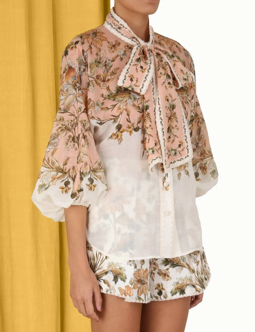 ZIMMERMANN Chintz Tie Neck Blouse-Women Clothing