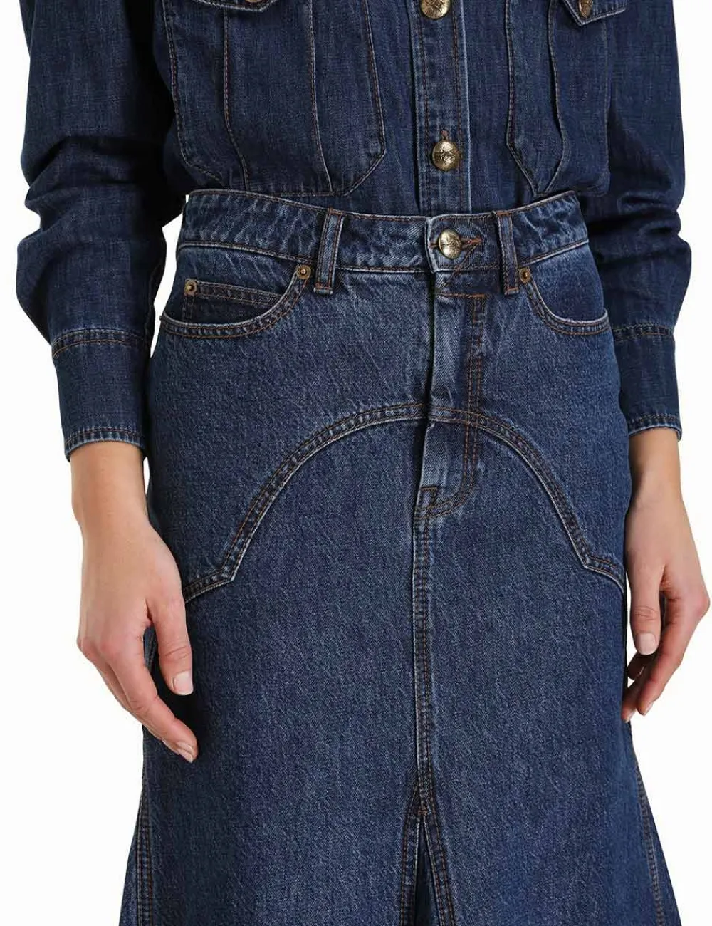 ZIMMERMANN Luminosity Denim Maxi Skirt-Women Skirts