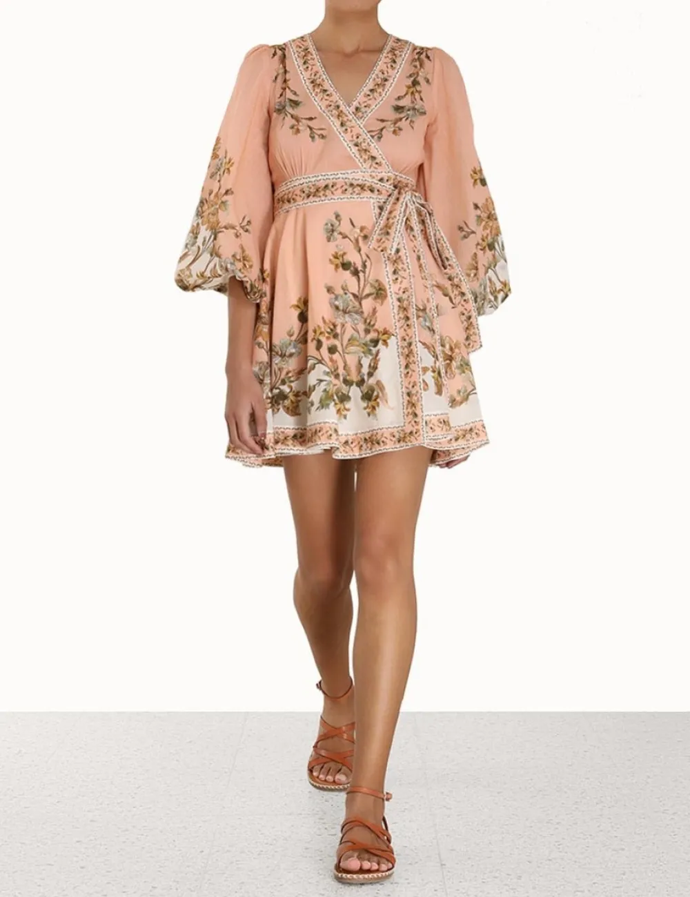 ZIMMERMANN Chintz Wrap Mini Dress-Women Clothing
