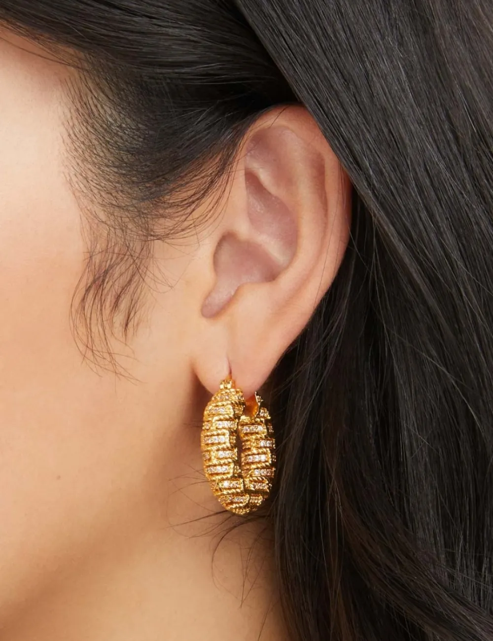 ZIMMERMANN Twisted Rope Pave Hoops-Women Accessories