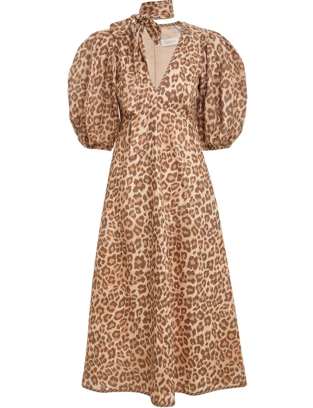 ZIMMERMANN Tie Neck Midi Dress-Women Dresses