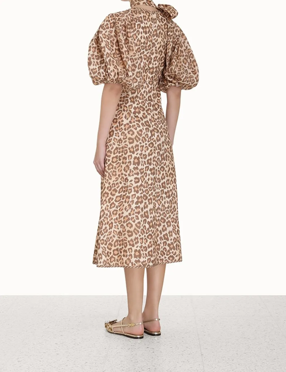 ZIMMERMANN Tie Neck Midi Dress-Women Dresses