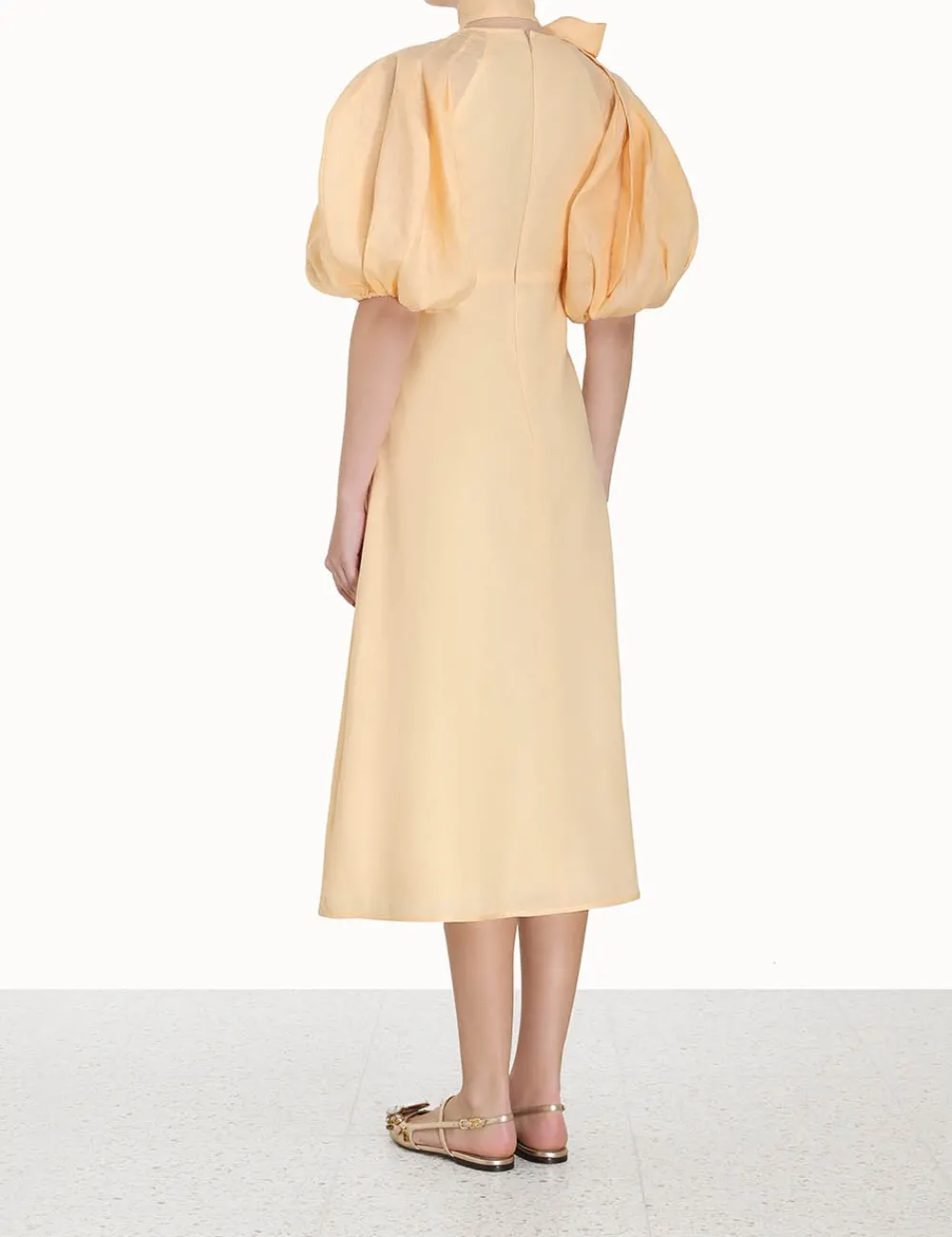 ZIMMERMANN Tie Neck Midi Dress-Women Luminosity