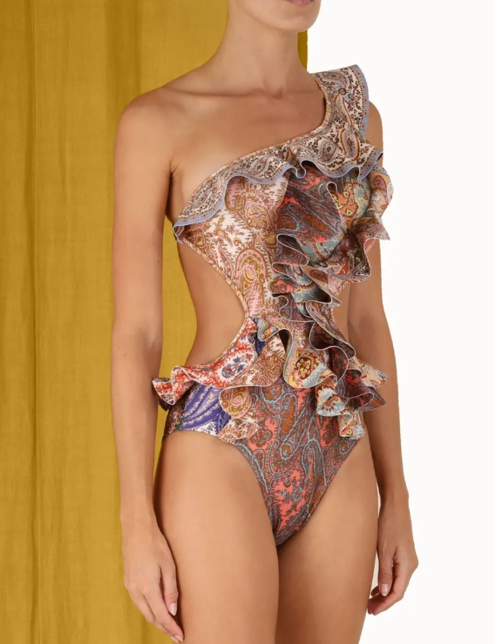 ZIMMERMANN Devi Spliced Ruffle 1Pc-Women One Pieces