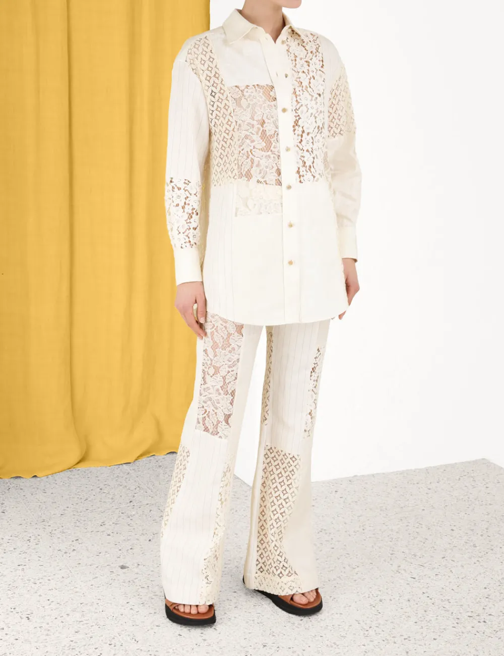 ZIMMERMANN Luminosity Patch Lace Shirt-Women Clothing