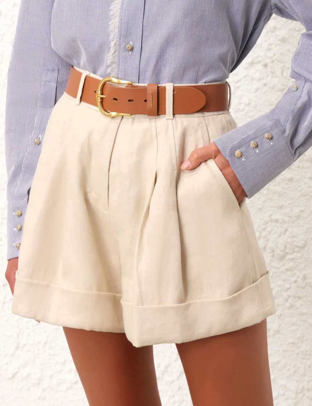 ZIMMERMANN Matchmaker Tuck Front Short-Women Clothing