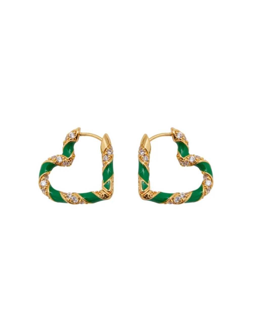 ZIMMERMANN Candy Stripe Pave Heart Hoops-Women Accessories