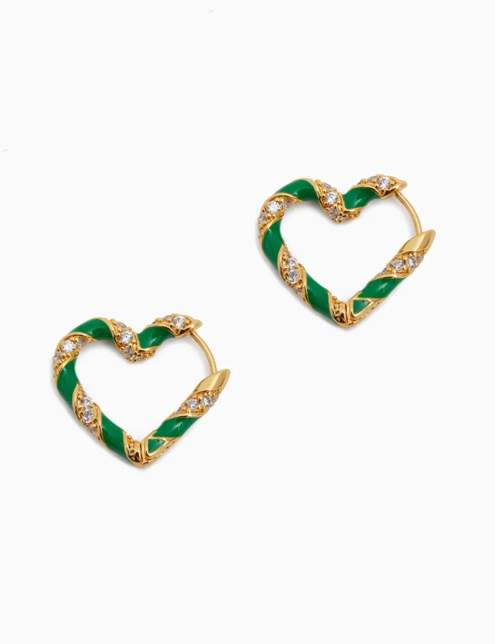ZIMMERMANN Candy Stripe Pave Heart Hoops-Women Accessories