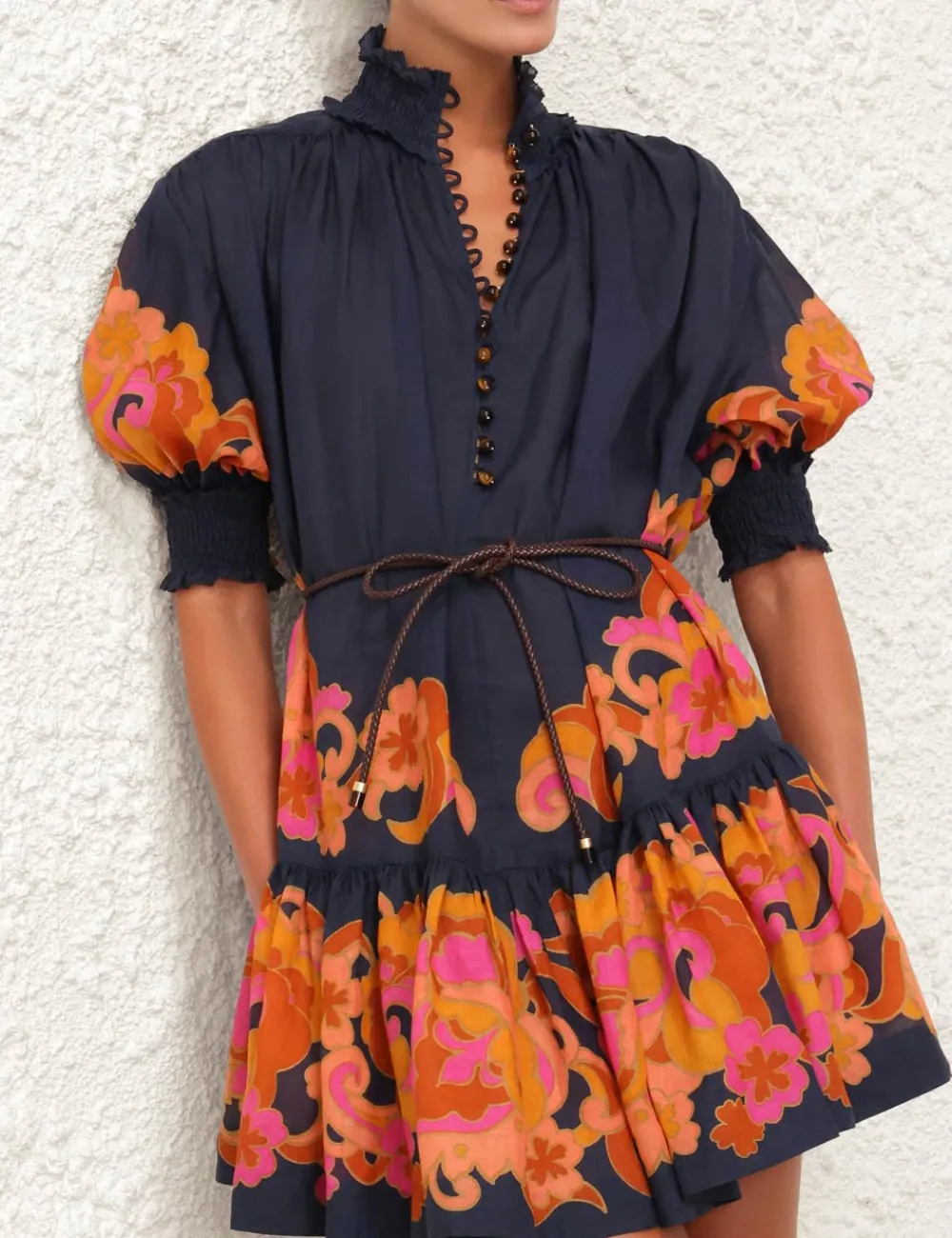 ZIMMERMANN Acadian Lantern Mini Dress-Women Clothing