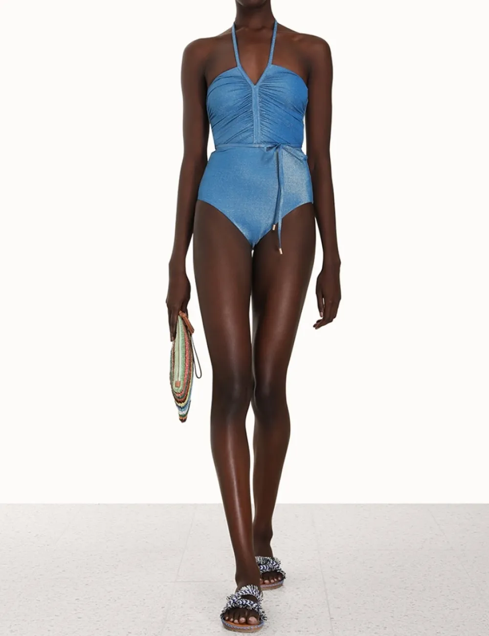 ZIMMERMANN Raie Lurex Ruched Halter 1Pc-Women One Pieces