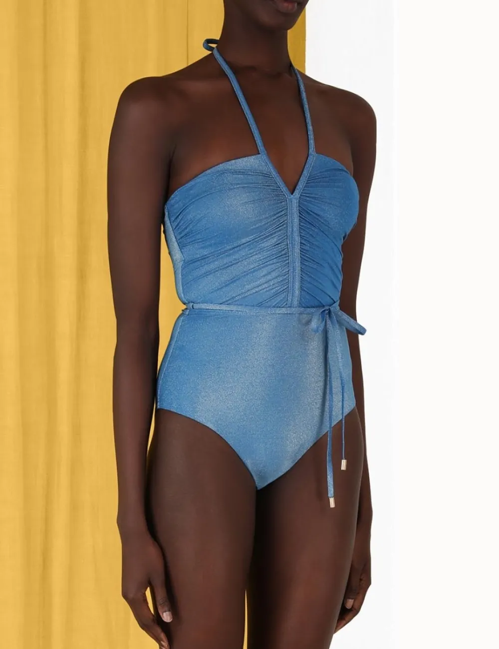 ZIMMERMANN Raie Lurex Ruched Halter 1Pc-Women One Pieces