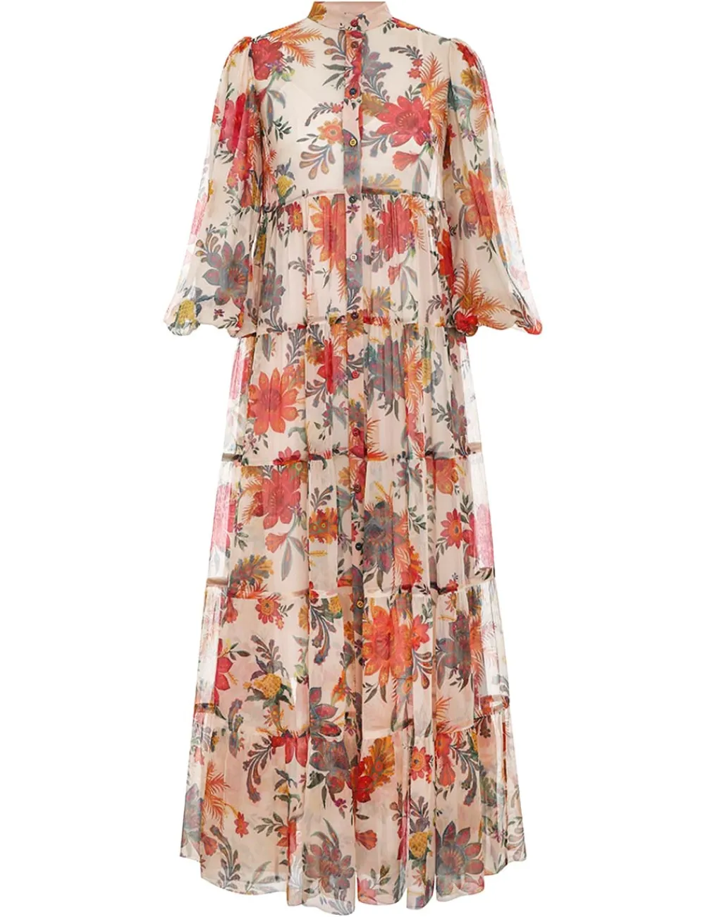 ZIMMERMANN Ginger Tiered Midi Dress-Women Dresses & Coverups