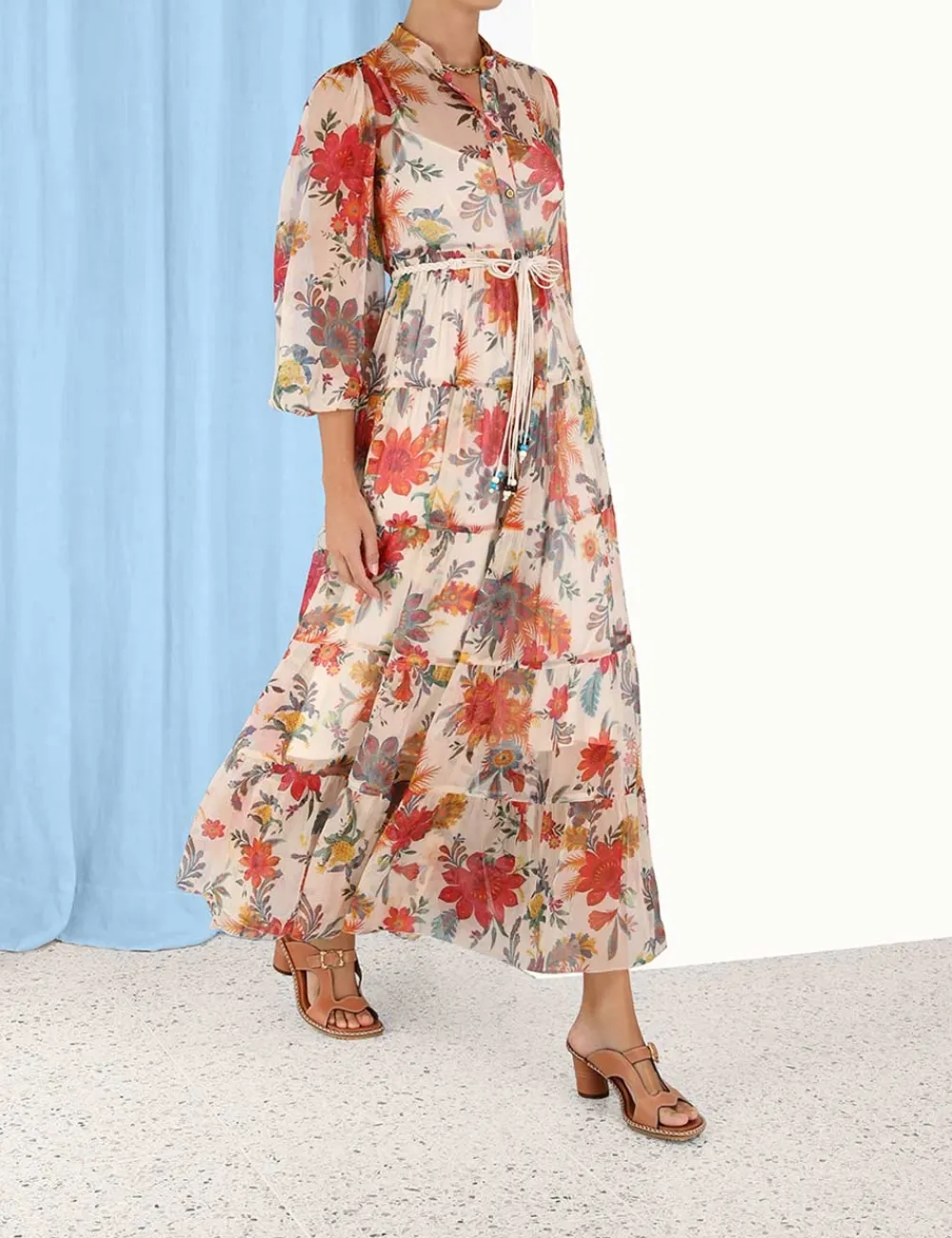 ZIMMERMANN Ginger Tiered Midi Dress-Women Dresses & Coverups