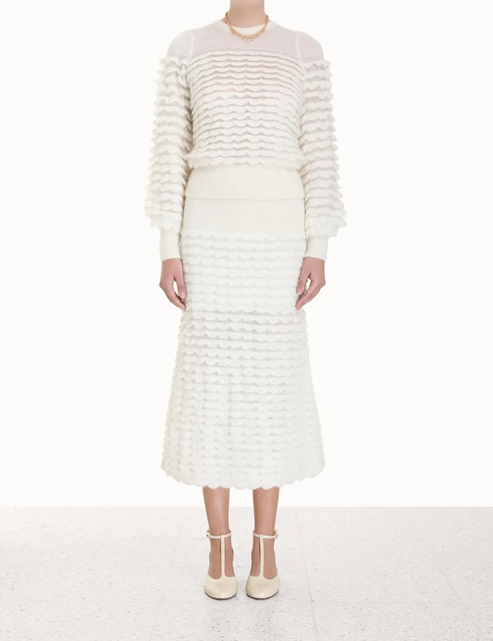 ZIMMERMANN Luminosity Scallop Skirt-Women Skirts