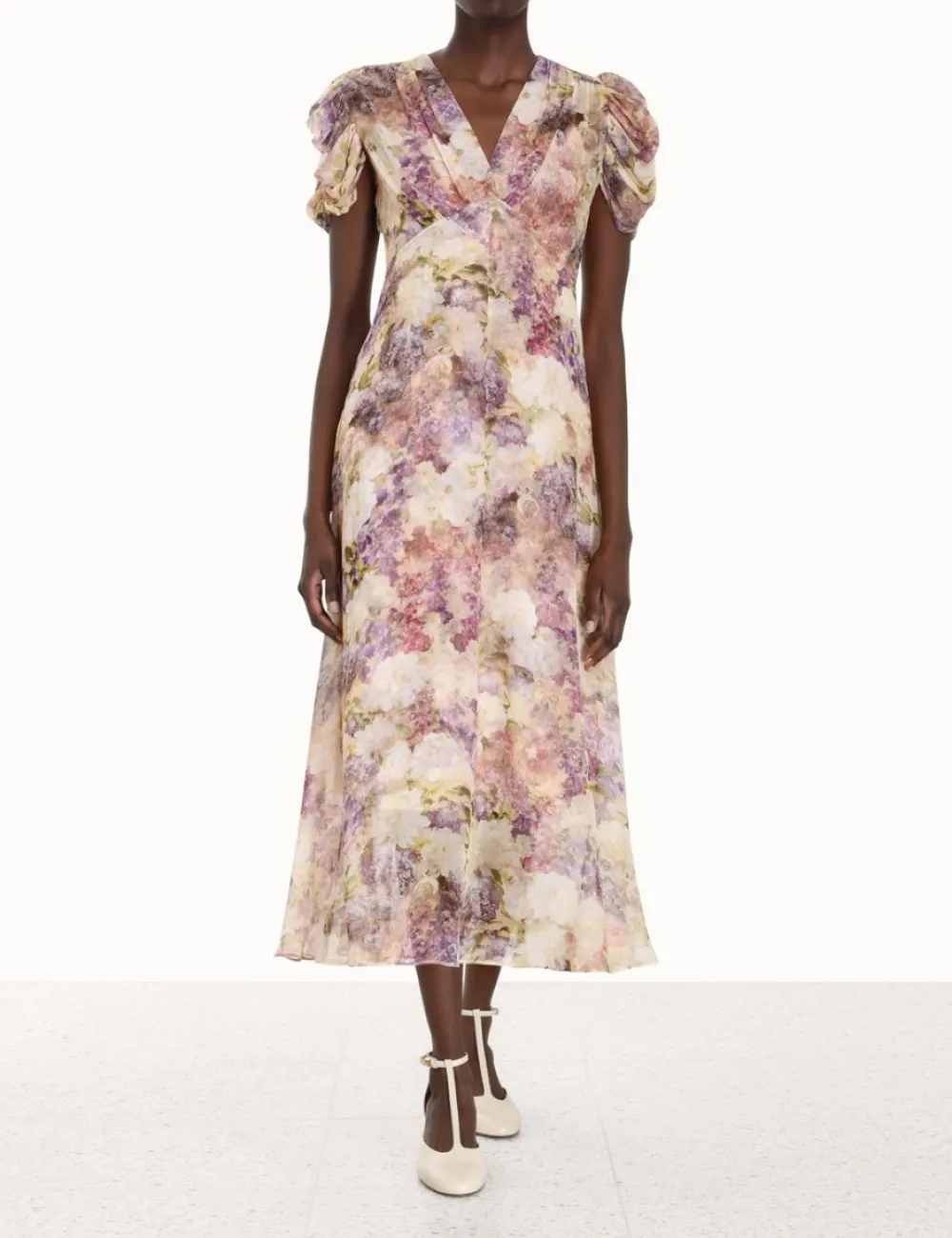 ZIMMERMANN Lyrical Gather Sleeve Midi-Women Dresses