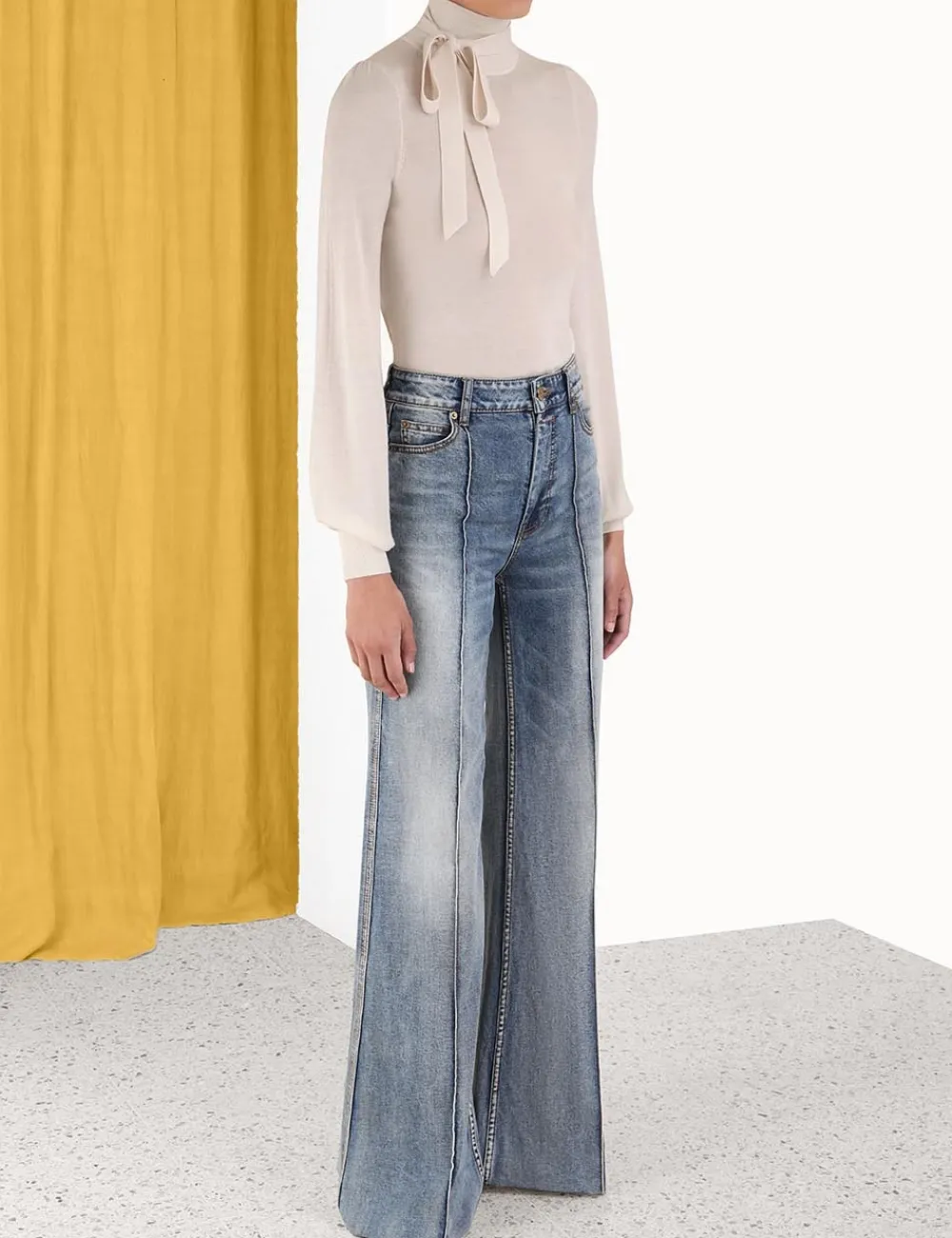 ZIMMERMANN Blouson Tie-Neck Sweater-Women Tops