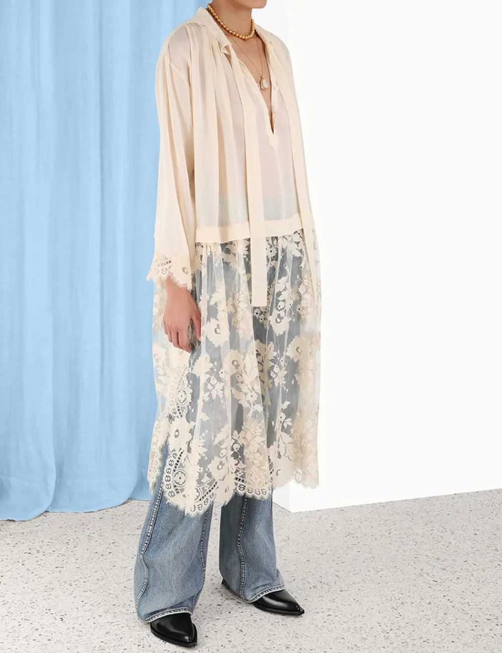 ZIMMERMANN Luminosity Lace Shirt-Women Clothing