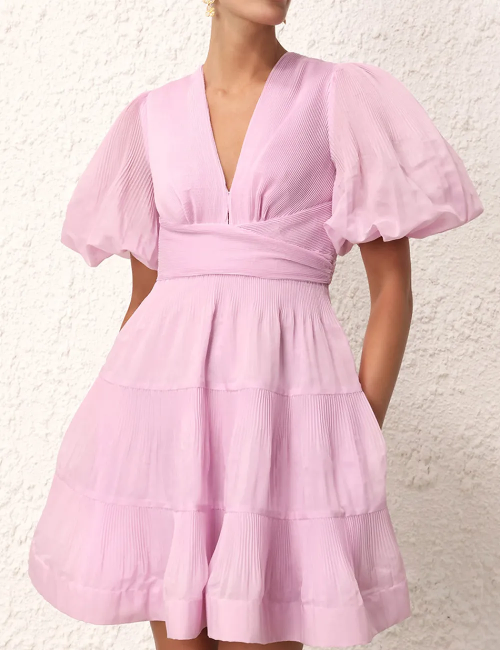 ZIMMERMANN Pleated Mini Dress-Women Clothing