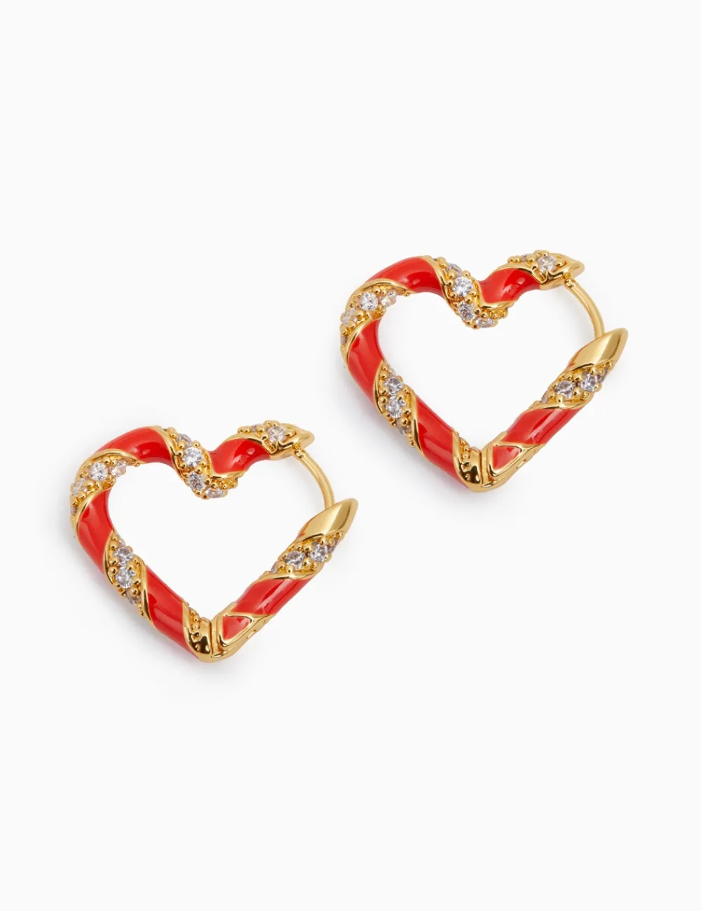ZIMMERMANN Candy Stripe Pave Heart Hoops-Women Jewellery