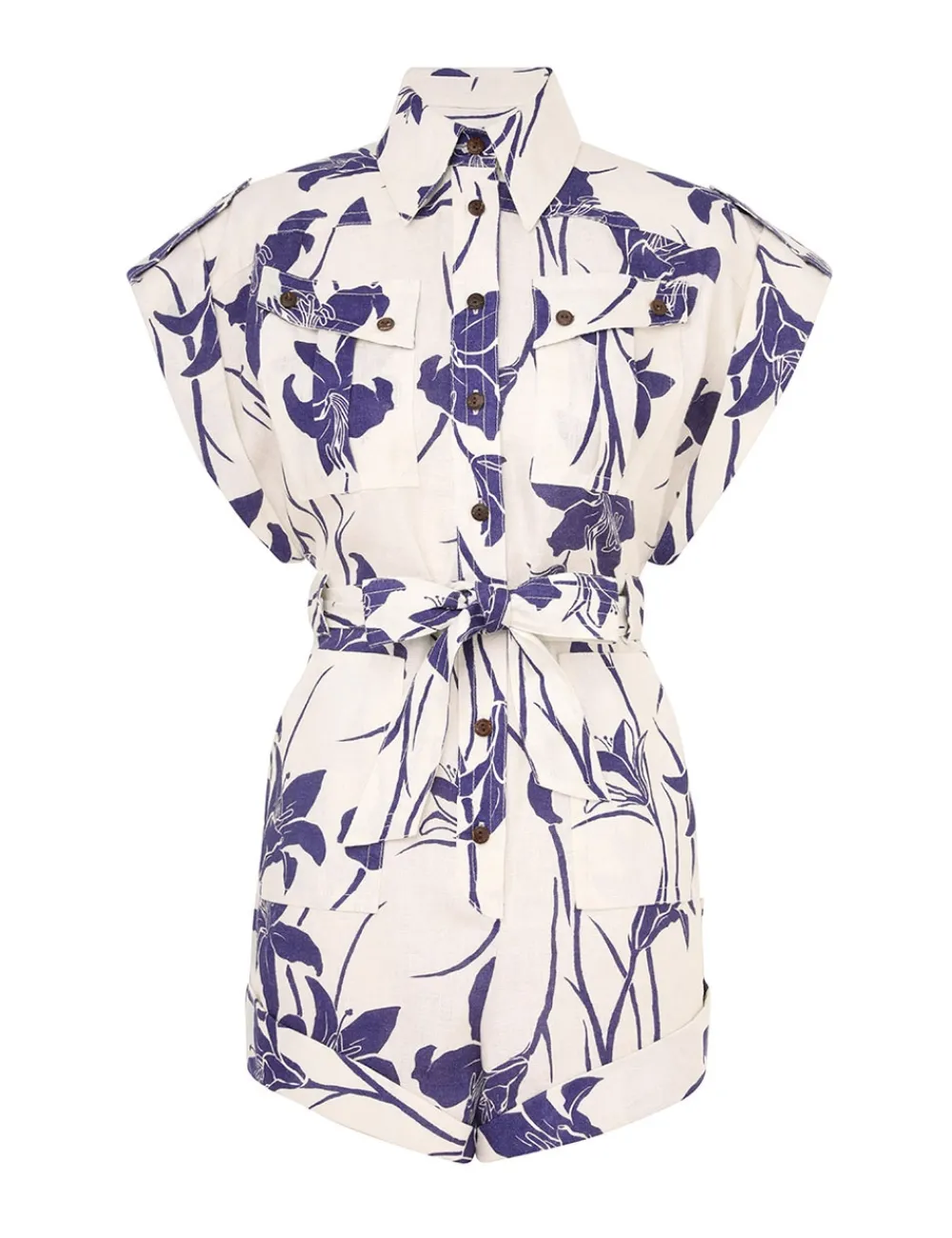 ZIMMERMANN Acadian Cuffed Playsuit-Women Jumpsuits & Playsuits