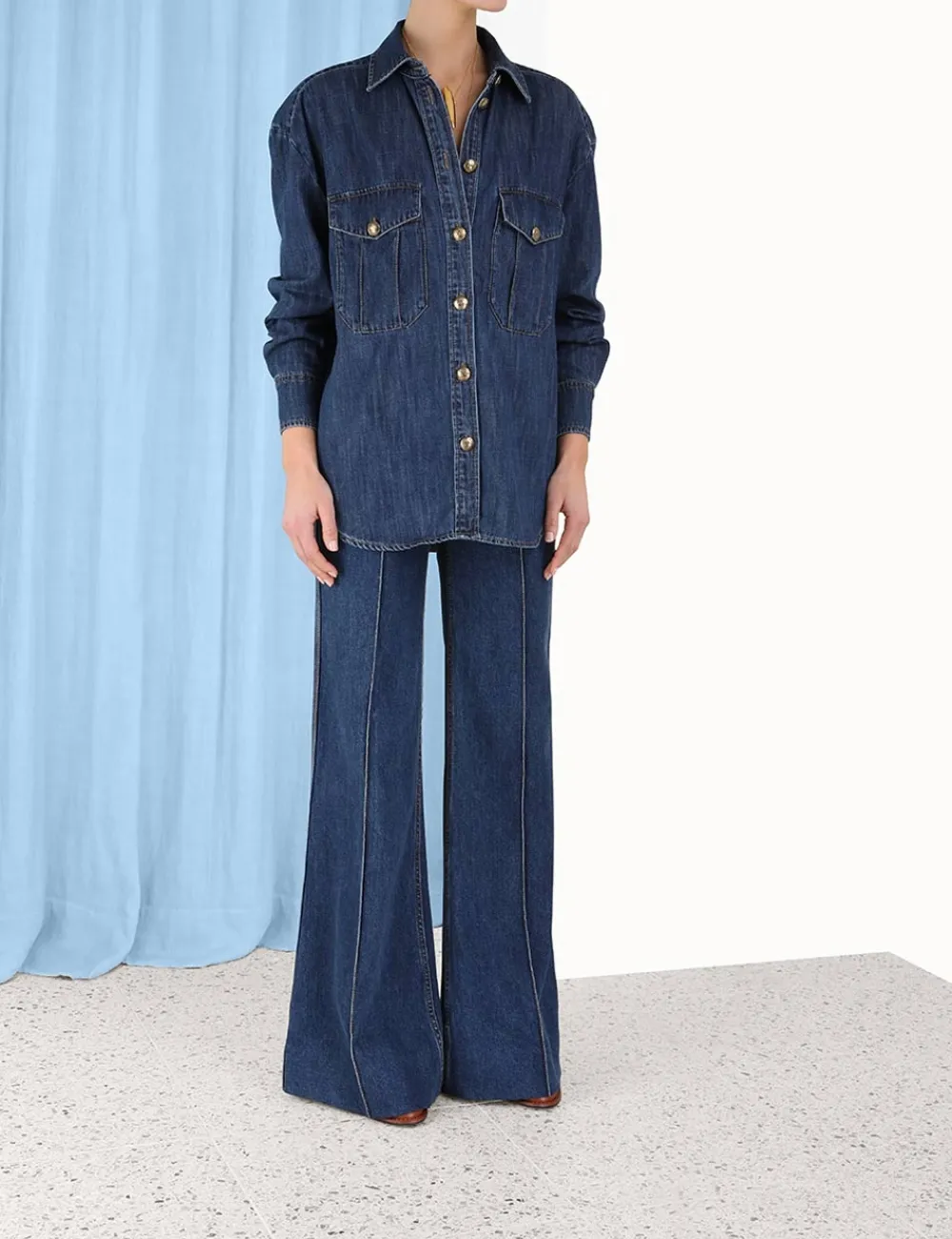 ZIMMERMANN Luminosity Wide Leg Jean-Women In Denim