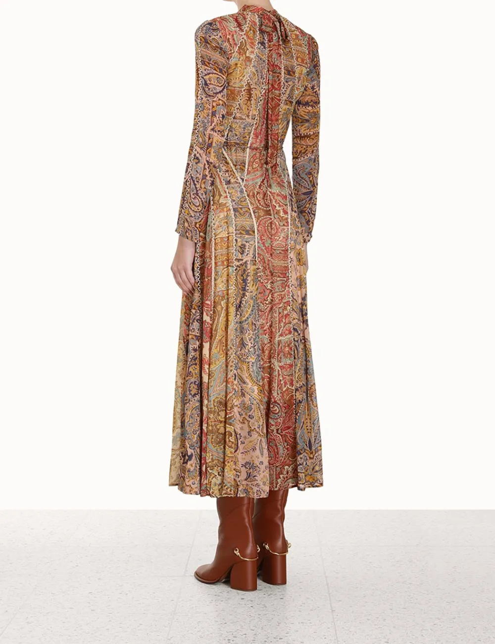 ZIMMERMANN Luminosity Panelled Midi Dress-Women Clothing