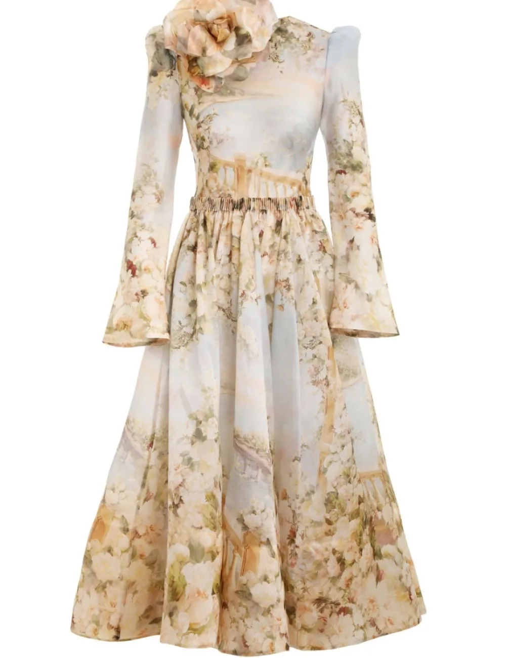 ZIMMERMANN Lyrical Ruched Midi Dress-Women Clothing