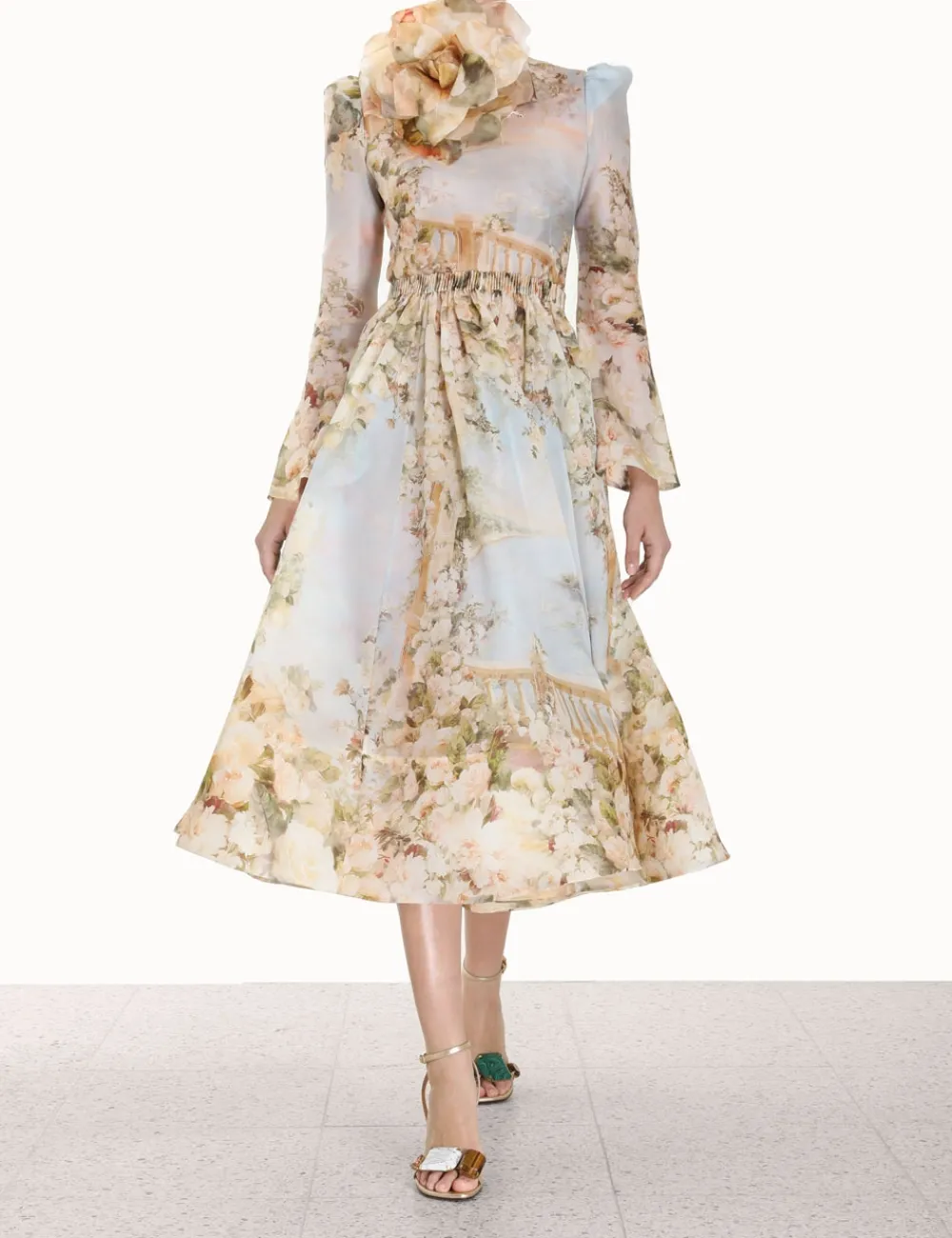 ZIMMERMANN Lyrical Ruched Midi Dress-Women Clothing