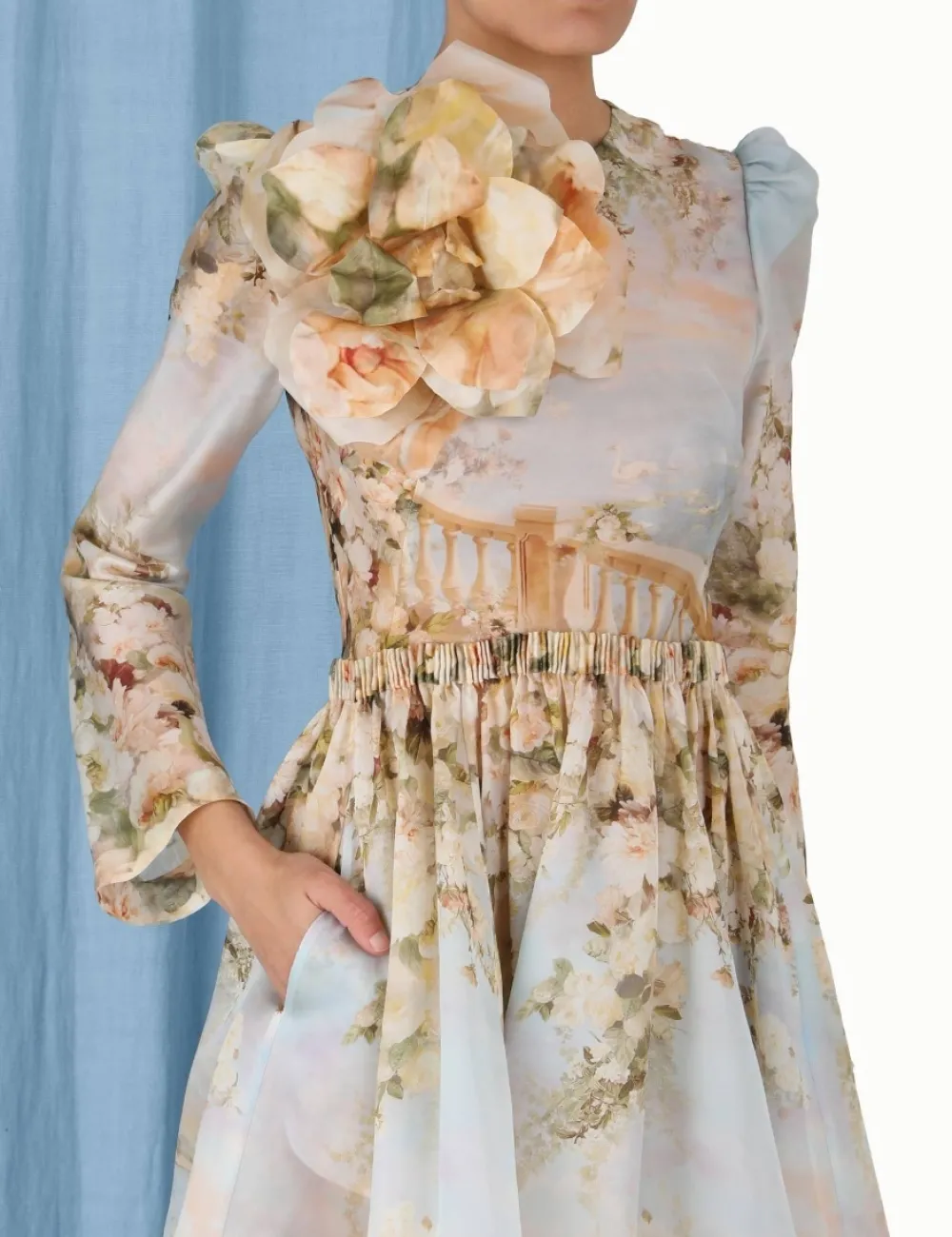 ZIMMERMANN Lyrical Ruched Midi Dress-Women Clothing