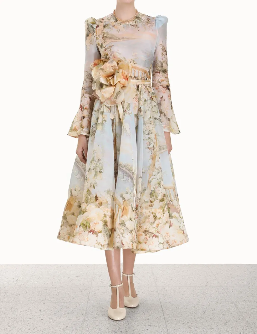 ZIMMERMANN Lyrical Ruched Midi Dress-Women Clothing