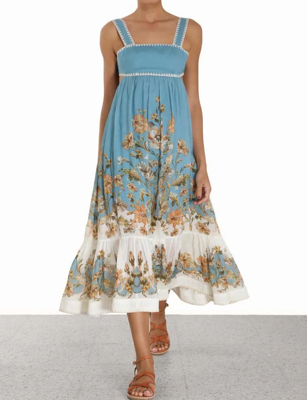 ZIMMERMANN Chintz Tiered Midi Dress-Women Clothing