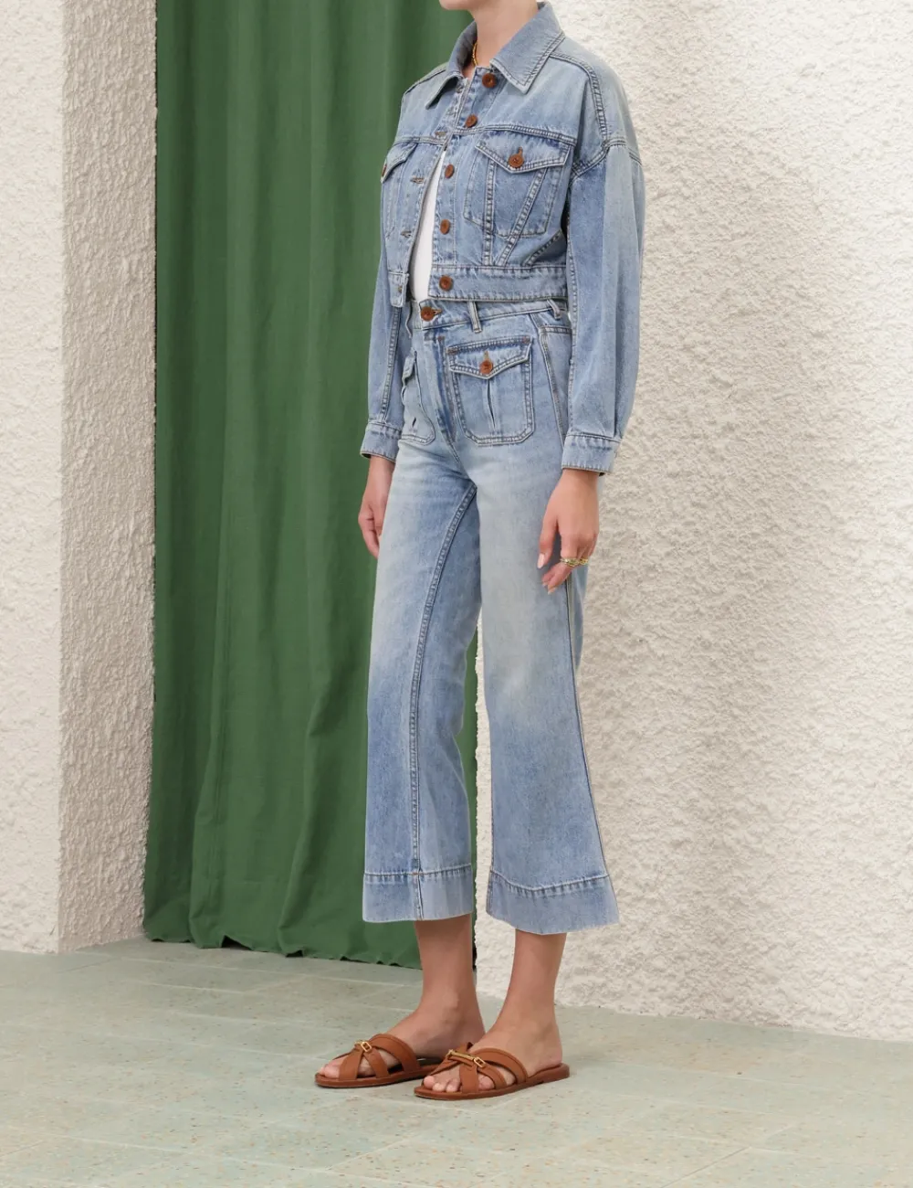 ZIMMERMANN Alight Cropped Denim Jacket-Women Denim