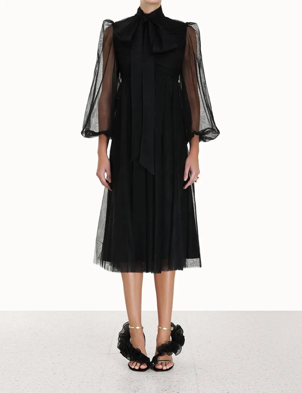 ZIMMERMANN Tulle Midi Dress-Women Clothing