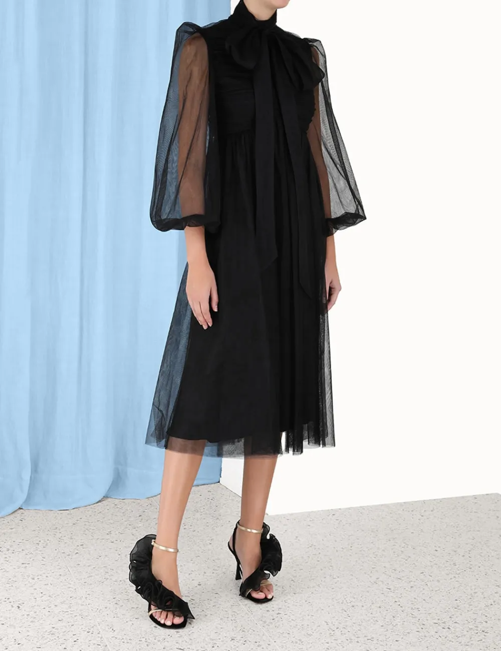 ZIMMERMANN Tulle Midi Dress-Women Clothing