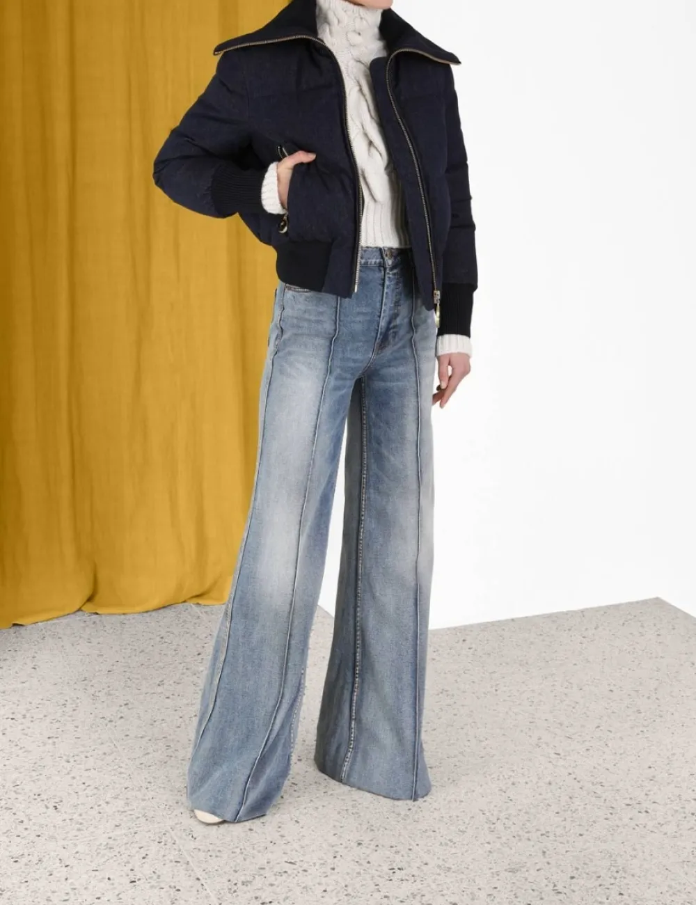 ZIMMERMANN Luminosity Denim Down Jacket-Women Jackets & Coats