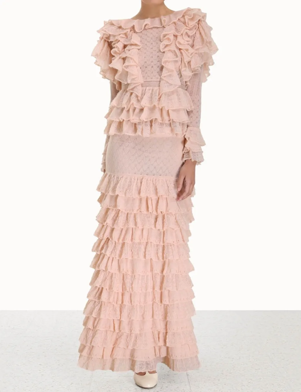 ZIMMERMANN Luminosity Lace Frill Skirt-Women Knitwear