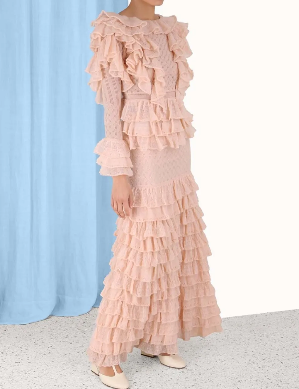 ZIMMERMANN Luminosity Lace Frill Skirt-Women Knitwear