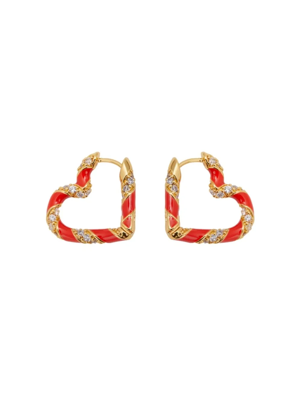 ZIMMERMANN Candy Stripe Pave Heart Hoops-Women Accessories