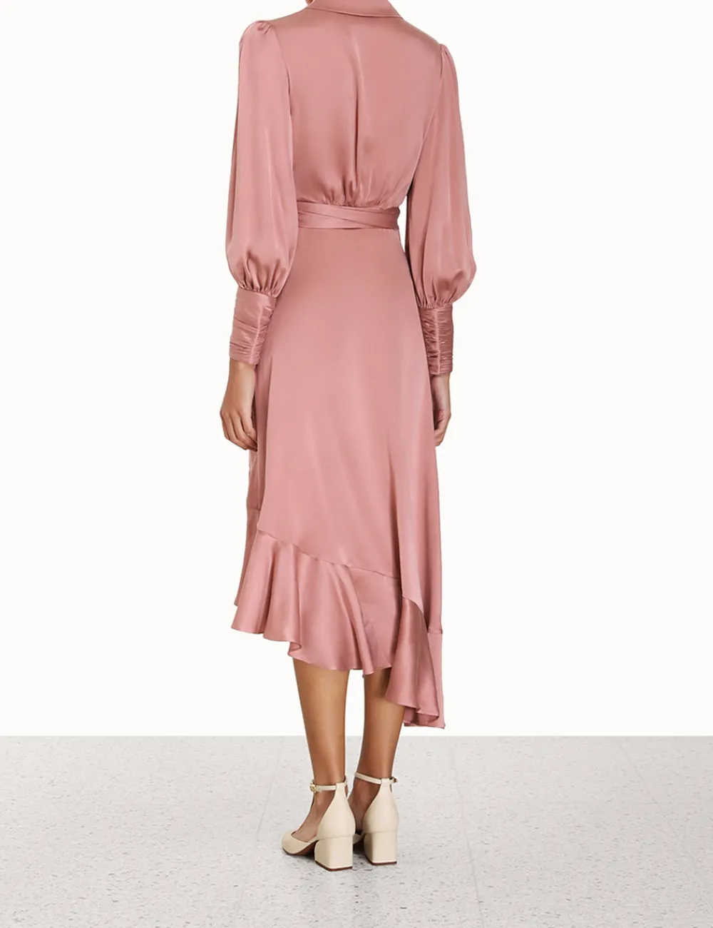 ZIMMERMANN Silk Wrap Midi Dress-Women Clothing