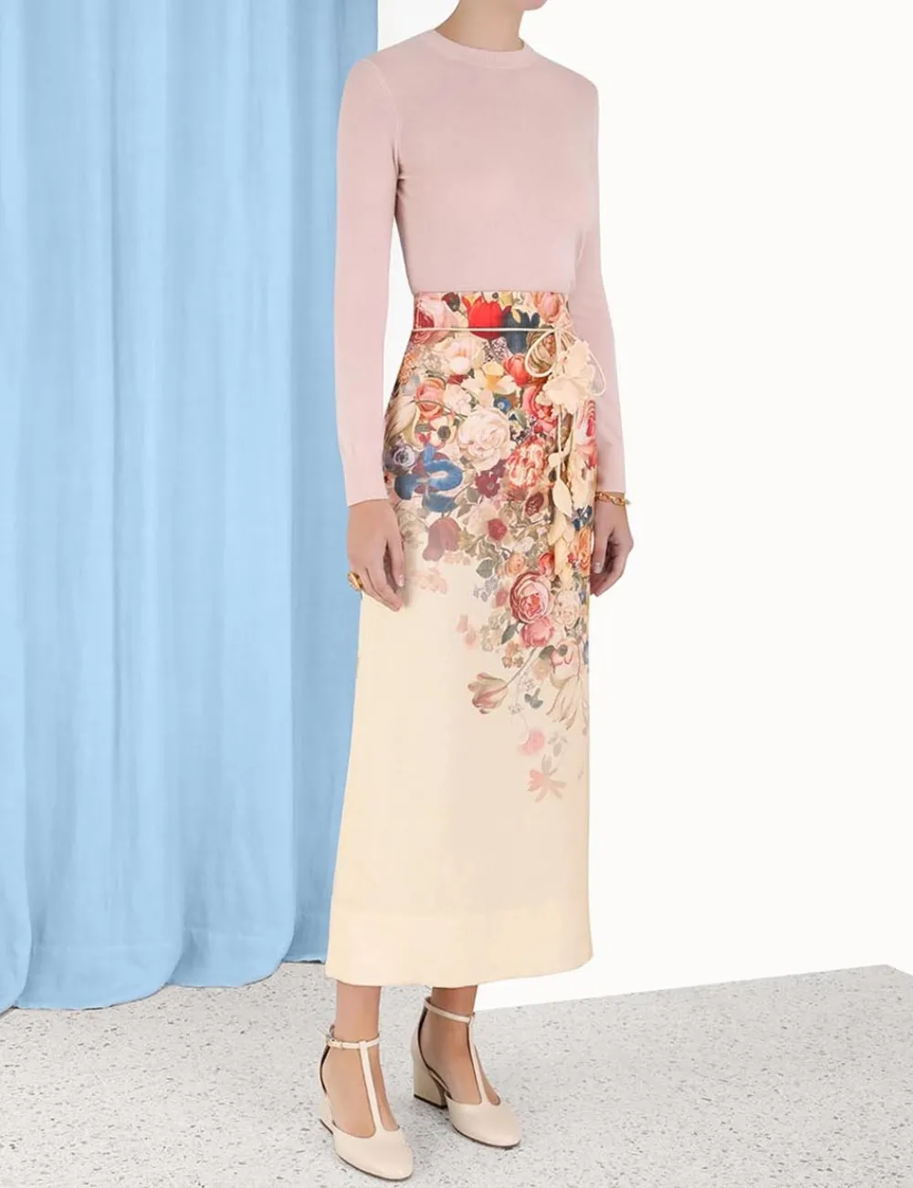 ZIMMERMANN Luminosity Pencil Midi Skirt-Women Clothing