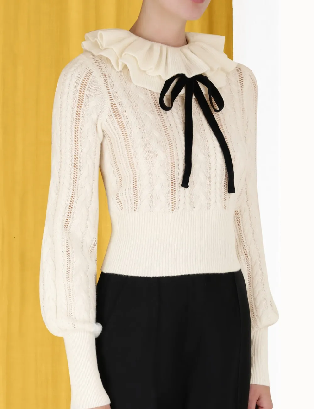 ZIMMERMANN Luminosity Frill Neck Sweater-Women Tops